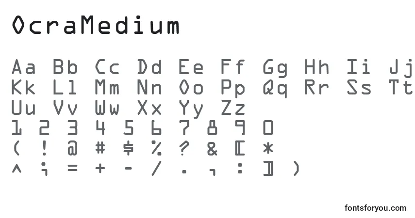 Шрифт OcraMedium – алфавит, цифры, специальные символы