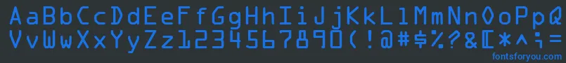 Fonte OcraMedium – fontes azuis em um fundo preto