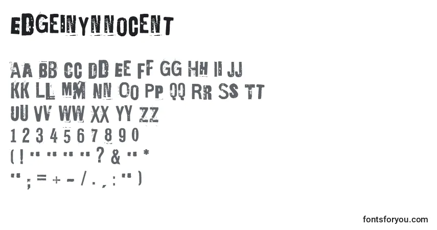 Czcionka EdGeinYnnocent – alfabet, cyfry, specjalne znaki