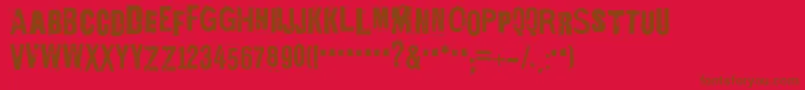 EdGeinYnnocent-Schriftart – Braune Schriften auf rotem Hintergrund