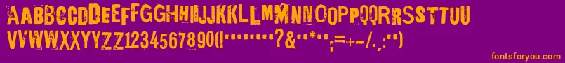 EdGeinYnnocent-Schriftart – Orangefarbene Schriften auf violettem Hintergrund