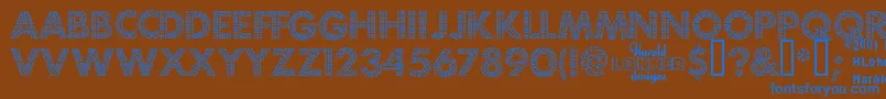 FortunaDot-Schriftart – Blaue Schriften auf braunem Hintergrund