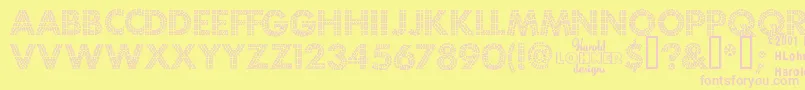 FortunaDot-fontti – vaaleanpunaiset fontit keltaisella taustalla