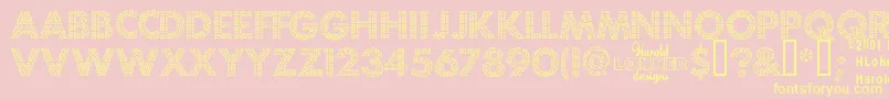 FortunaDot-Schriftart – Gelbe Schriften auf rosa Hintergrund