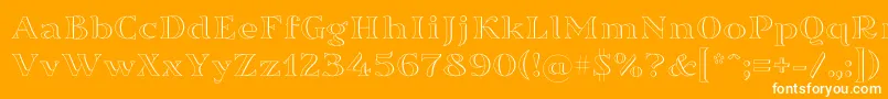 Sortefax026-Schriftart – Weiße Schriften auf orangefarbenem Hintergrund