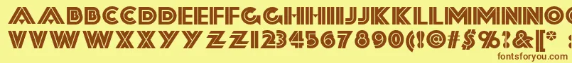 フォントForty – 茶色の文字が黄色の背景にあります。