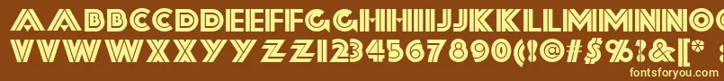 Forty-fontti – keltaiset fontit ruskealla taustalla