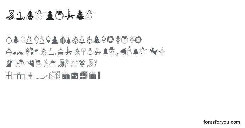 Czcionka Xmasdings – alfabet, cyfry, specjalne znaki