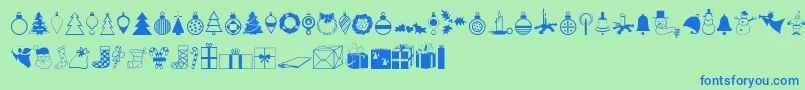 Xmasdings Font – Blue Fonts on Green Background