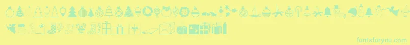 Xmasdings Font – Green Fonts on Yellow Background