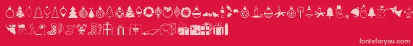 Xmasdings Font – Pink Fonts on Red Background