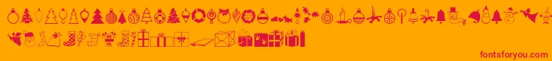 Xmasdings-Schriftart – Rote Schriften auf orangefarbenem Hintergrund