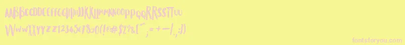 Musiques Font – Pink Fonts on Yellow Background