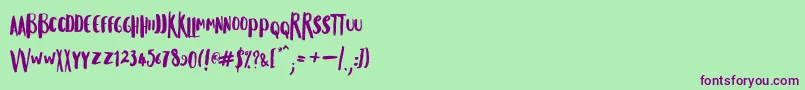 Musiques Font – Purple Fonts on Green Background