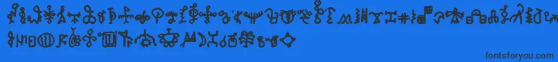 BamumSymbols1-Schriftart – Schwarze Schriften auf blauem Hintergrund
