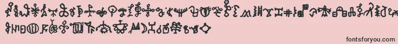Weitere Informationen zur BamumSymbols1-Schriftart BamumSymbols1-Schriftart – Schwarze Schriften auf rosa Hintergrund