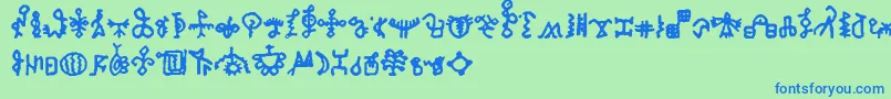 BamumSymbols1-Schriftart – Blaue Schriften auf grünem Hintergrund