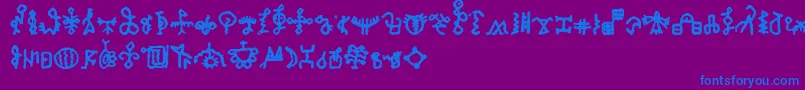 フォントBamumSymbols1 – 紫色の背景に青い文字