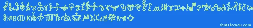 フォントBamumSymbols1 – 青い背景に緑のフォント