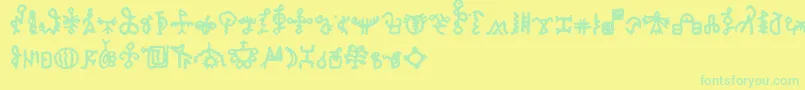 BamumSymbols1-fontti – vihreät fontit keltaisella taustalla