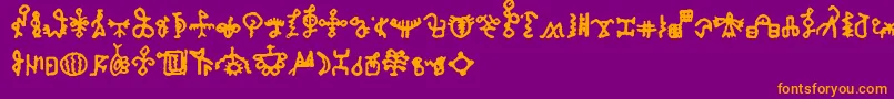 Czcionka BamumSymbols1 – pomarańczowe czcionki na fioletowym tle