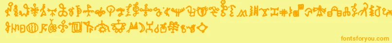 BamumSymbols1-fontti – oranssit fontit keltaisella taustalla