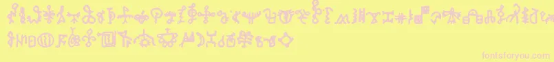 BamumSymbols1-Schriftart – Rosa Schriften auf gelbem Hintergrund