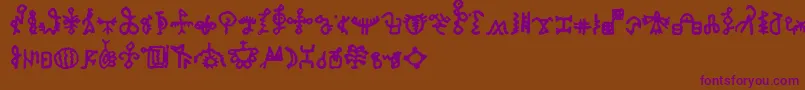 Czcionka BamumSymbols1 – fioletowe czcionki na brązowym tle