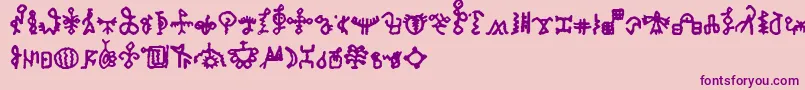 BamumSymbols1-Schriftart – Violette Schriften auf rosa Hintergrund