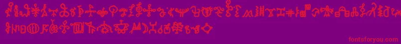 BamumSymbols1-Schriftart – Rote Schriften auf violettem Hintergrund