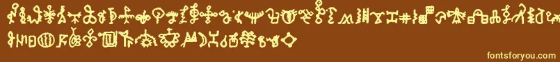 BamumSymbols1-Schriftart – Gelbe Schriften auf braunem Hintergrund
