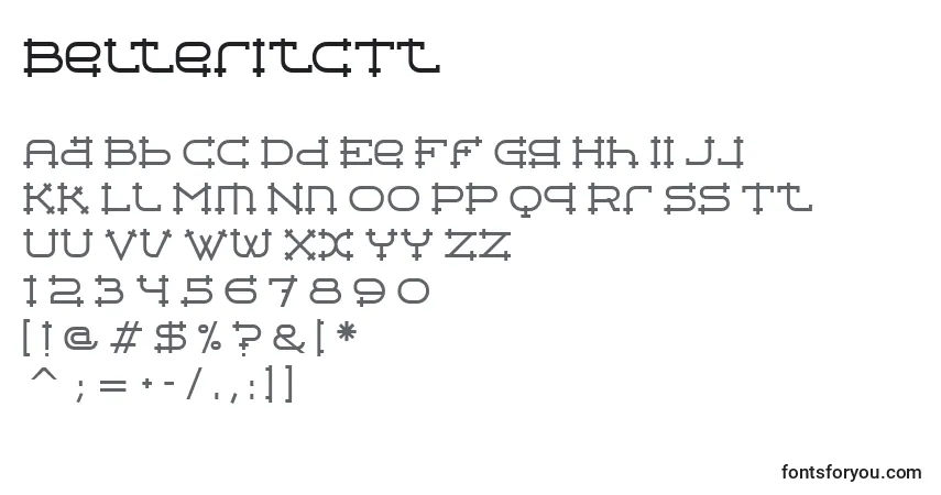 A fonte BelteritcTt – alfabeto, números, caracteres especiais