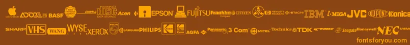 Saiba mais sobre a fonte ElectronicsRegular Fonte ElectronicsRegular – fontes laranjas em um fundo marrom