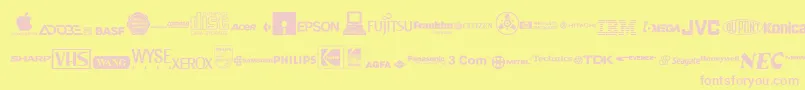 Fonte ElectronicsRegular – fontes rosa em um fundo amarelo