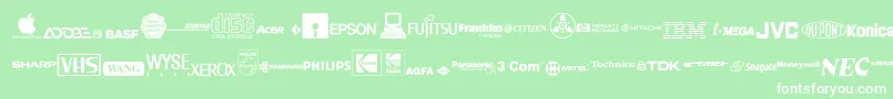 Fonte ElectronicsRegular – fontes brancas em um fundo verde