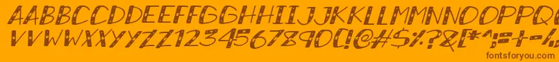 フォントSnowySparklesItalic – オレンジの背景に茶色のフォント