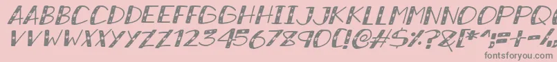 Fonte SnowySparklesItalic – fontes cinzas em um fundo rosa