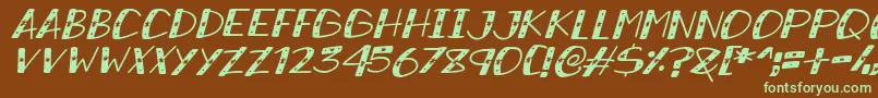 SnowySparklesItalic Font – Green Fonts on Brown Background