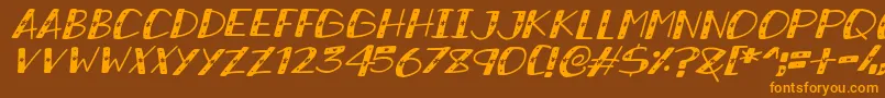 SnowySparklesItalic Font – Orange Fonts on Brown Background