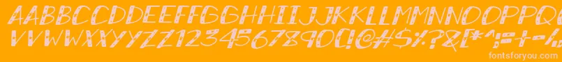 SnowySparklesItalic Font – Pink Fonts on Orange Background