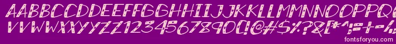 Fonte SnowySparklesItalic – fontes rosa em um fundo violeta