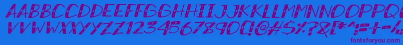 Czcionka SnowySparklesItalic – fioletowe czcionki na niebieskim tle