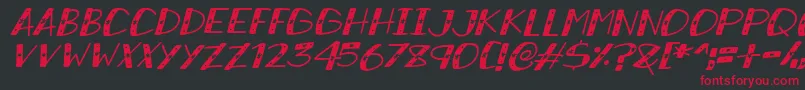 フォントSnowySparklesItalic – 黒い背景に赤い文字