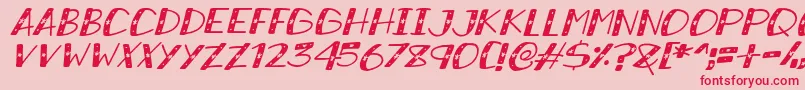 SnowySparklesItalic-Schriftart – Rote Schriften auf rosa Hintergrund