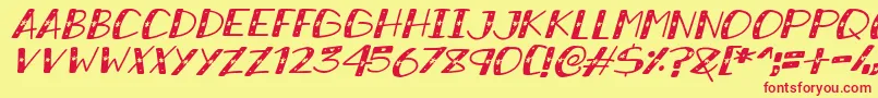 SnowySparklesItalic Font – Red Fonts on Yellow Background