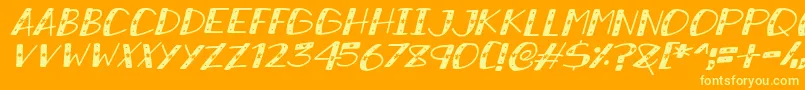 SnowySparklesItalic-Schriftart – Gelbe Schriften auf orangefarbenem Hintergrund