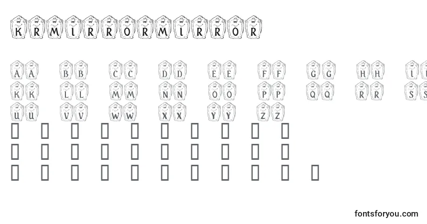 Czcionka KrMirrorMirror – alfabet, cyfry, specjalne znaki