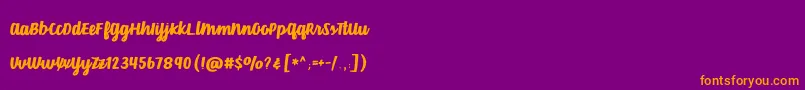 VelvetHeart Font – Orange Fonts on Purple Background