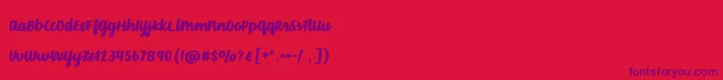 VelvetHeart Font – Purple Fonts on Red Background