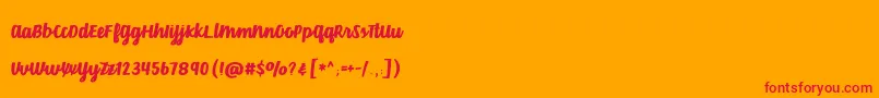 VelvetHeart Font – Red Fonts on Orange Background